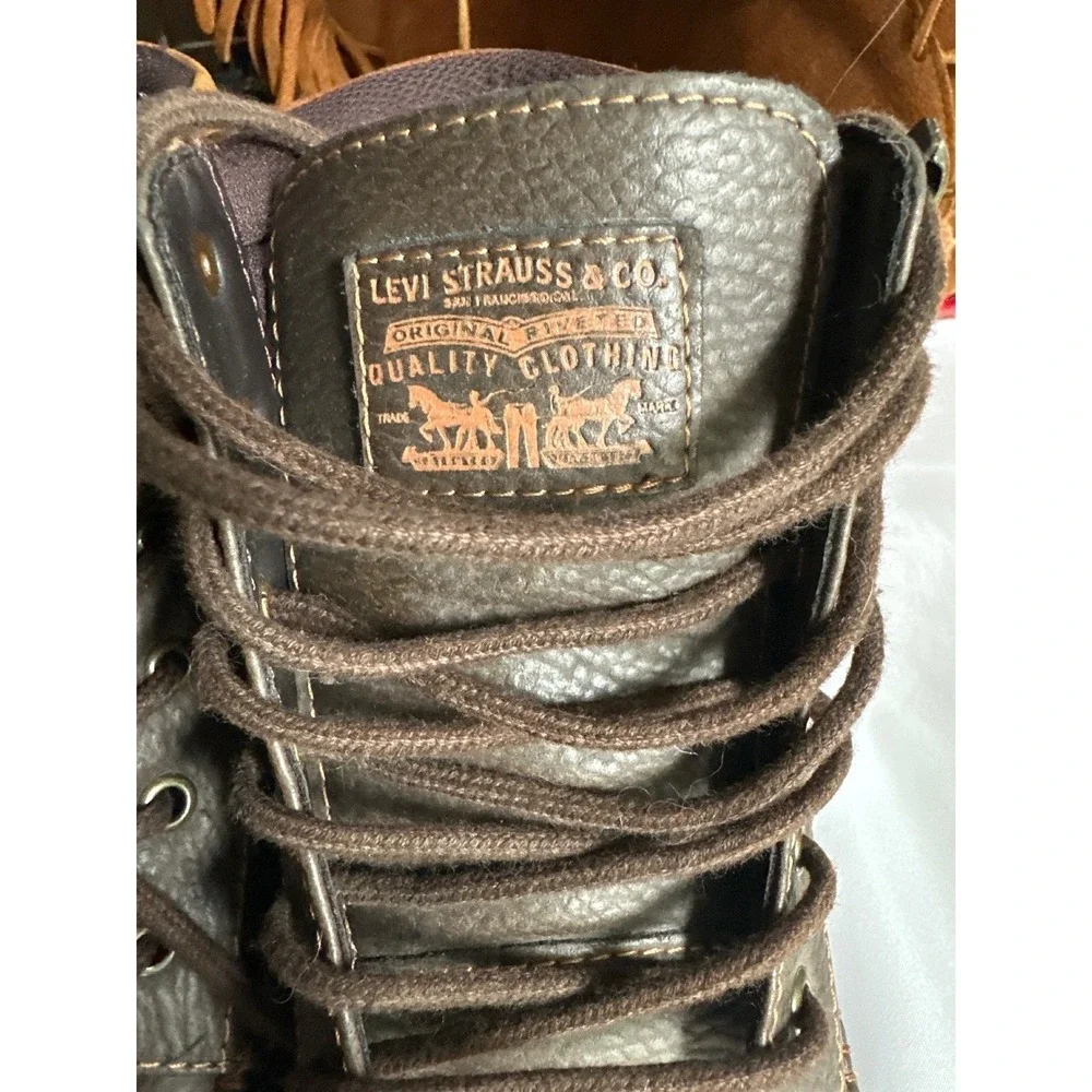 Levi Strauss & Co‎ Mens Brown Pebbled Leather Moc Toe Boots 519783 09B Size 8